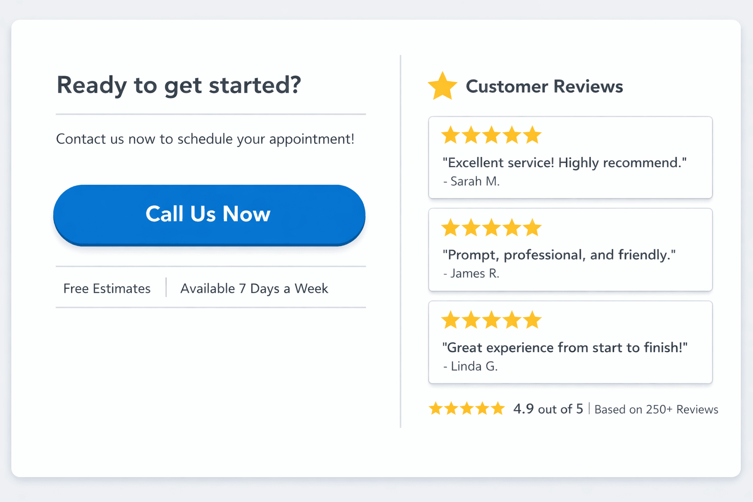 Local SEO for Roofing Companies: What Actually Works After Google’s 2025–2026 Updates 2 Roofing website reviews placed near call to action
